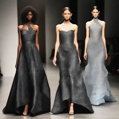 The designer created a collection inspired by the textures and hues of argillite, showcasing elegant gowns with intricate patterns reminiscent of the rock.