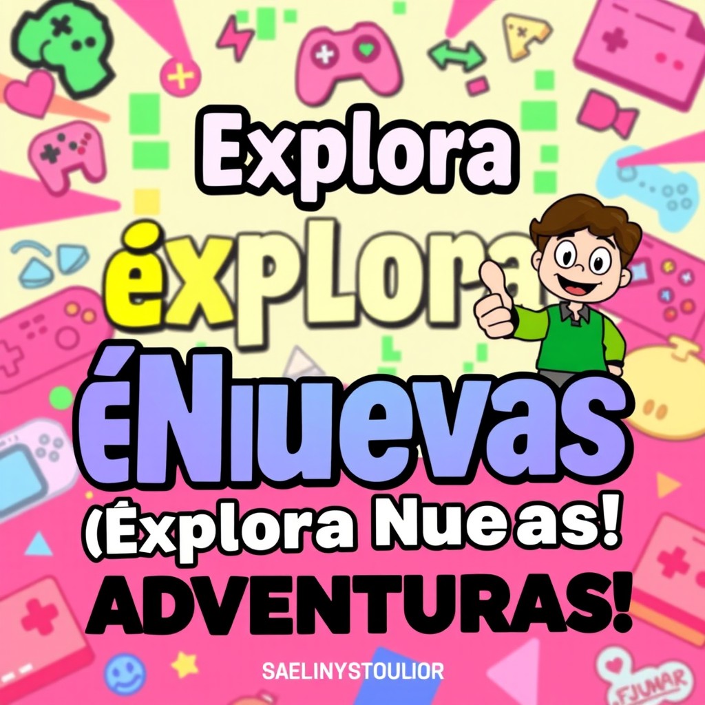 A vibrant and engaging YouTube thumbnail design featuring a dynamic, colorful background with video game elements like pixelated graphics and controller icons