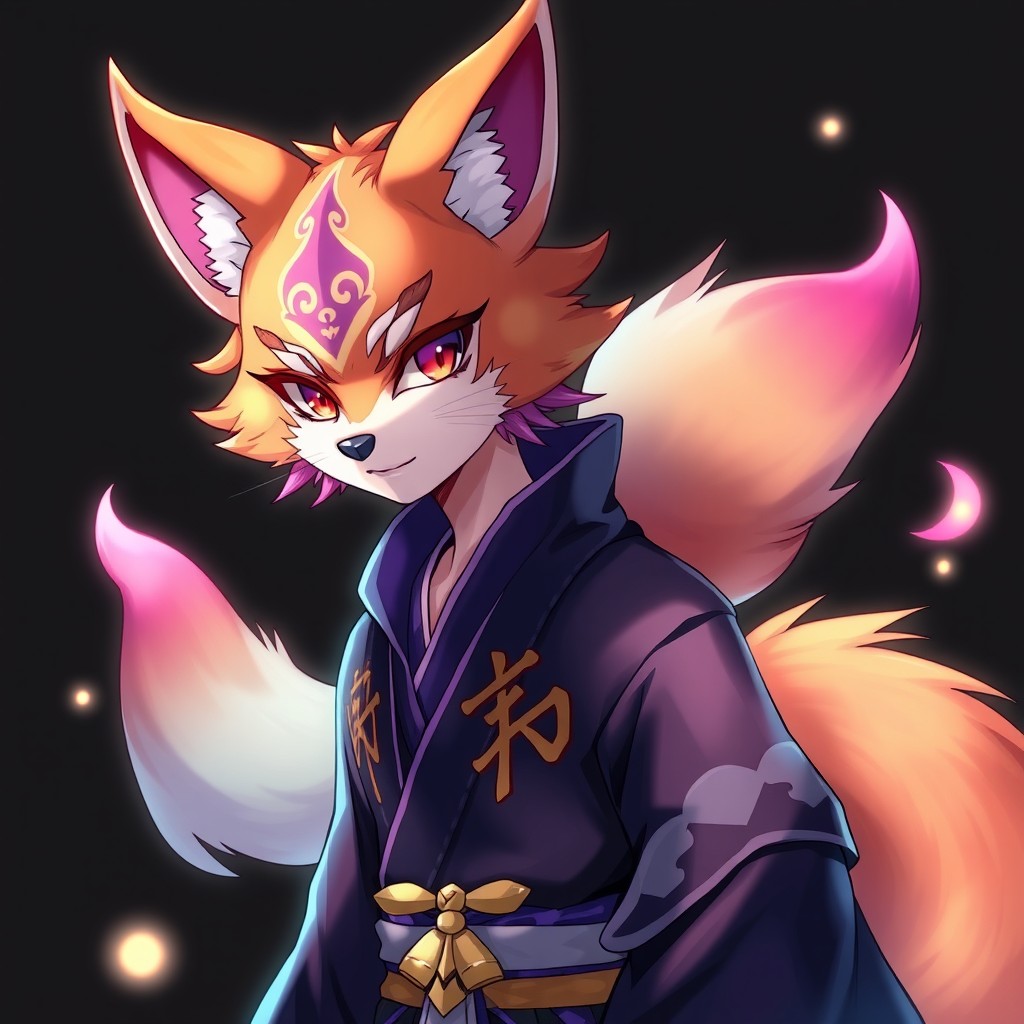 Enigmatic Anime Kitsune Character: A Colorful Marvel