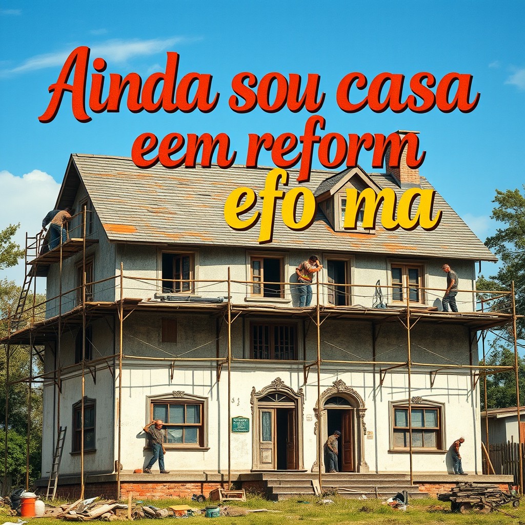 A captivating book cover featuring a large, old house undergoing renovation
