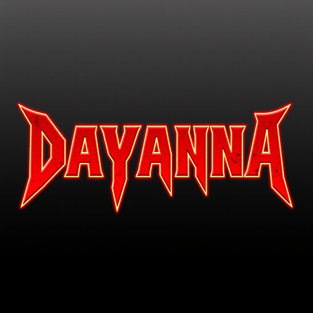 Create bold text that reads "DAYANA 2023" in a metal music style
