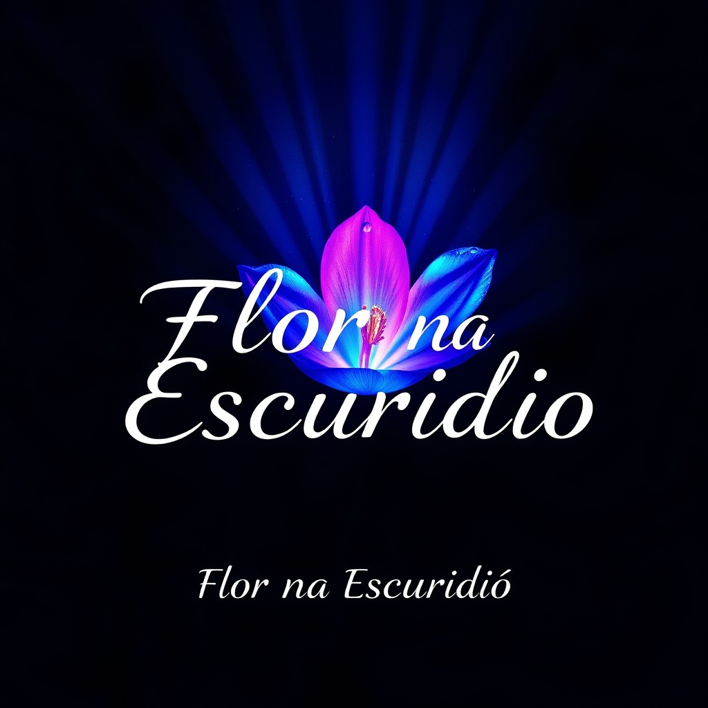 An imaginative album cover for a music track titled 'Flor na Escuridão'