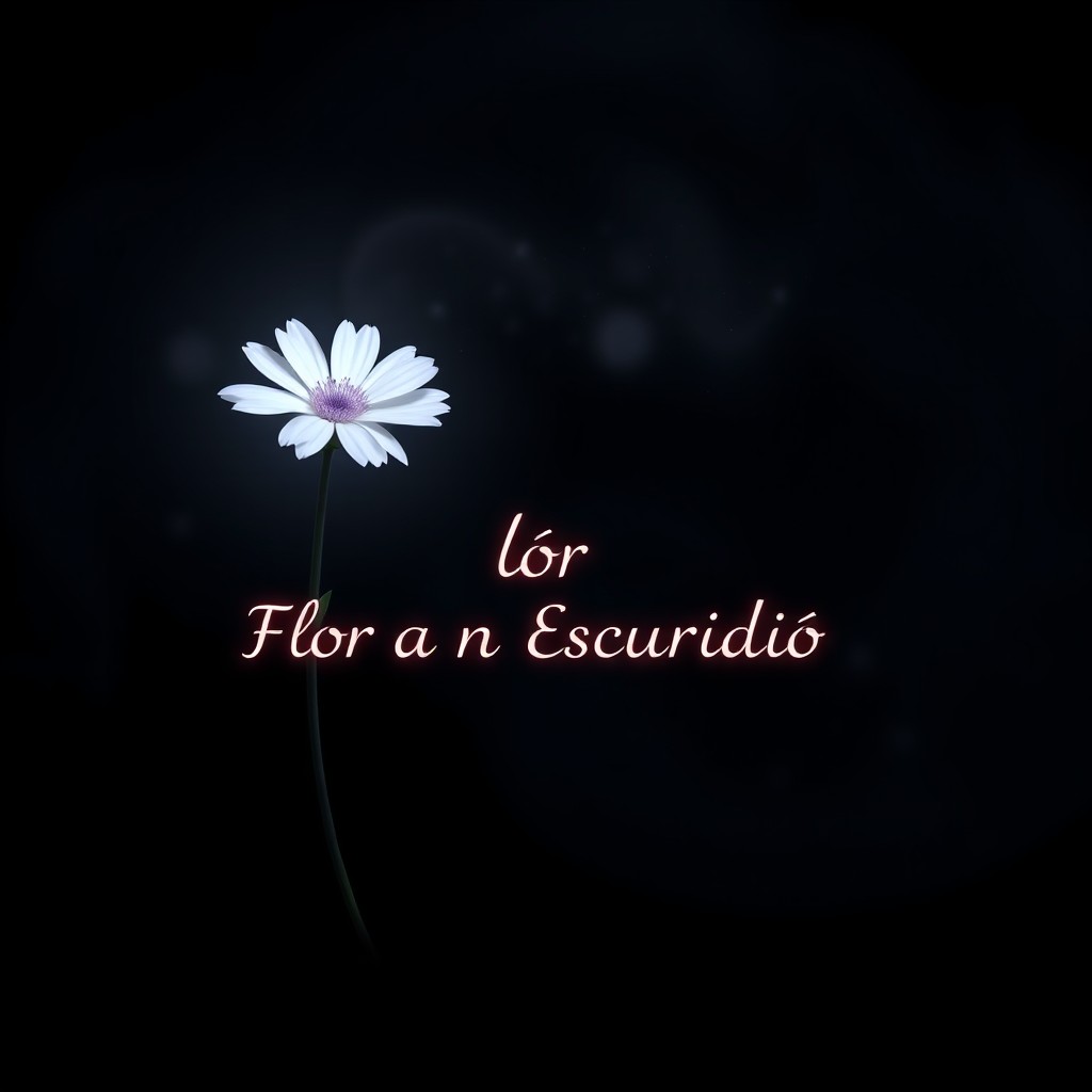 An artistic and creative album cover for a music track featuring a concept of 'a flower in darkness'