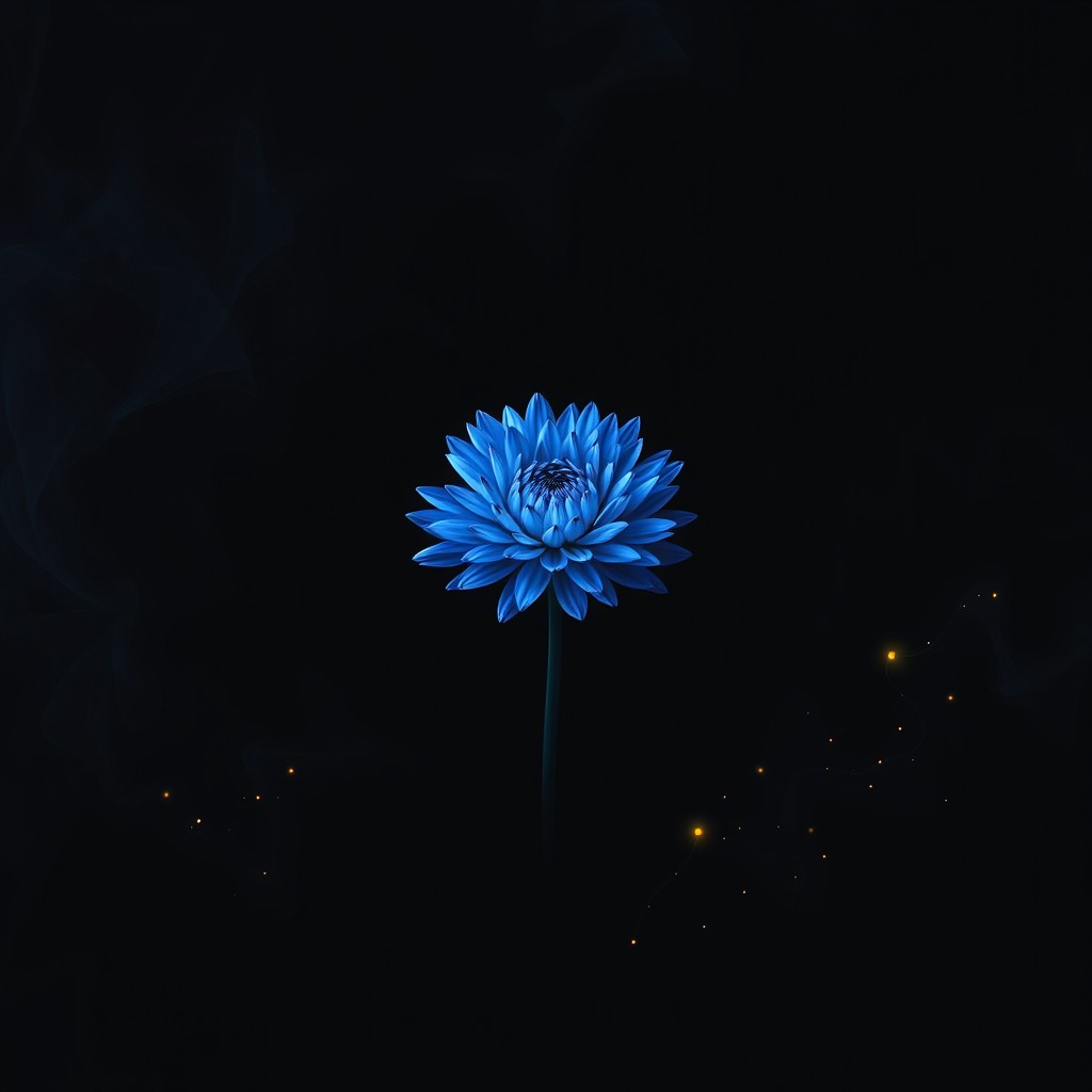 An exceptionally creative album cover featuring a single flower as the focal point in an imaginative interpretation of darkness