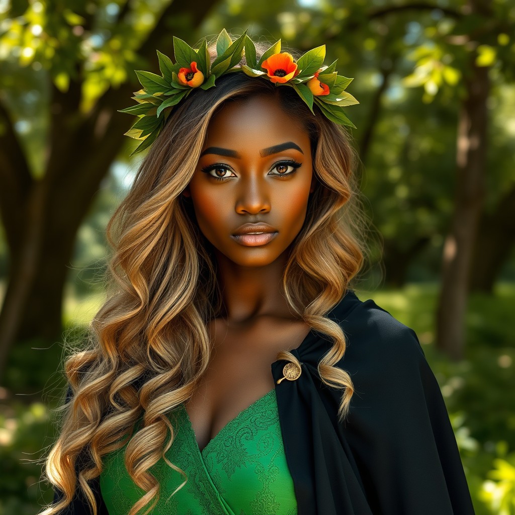 A beautiful and attractive 30-year-old woman with dark brown skin and large, light brown eyes