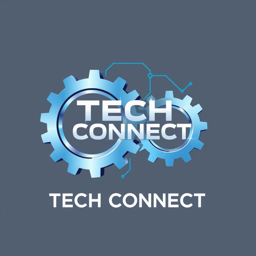 A logo design featuring interlinked gears and circuitry, symbolizing technology, connectivity, and Tech Connect's expertise in IT solutions