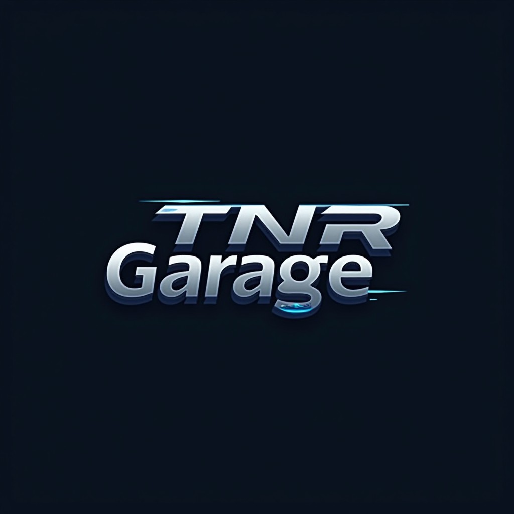 A minimalist and iconic logo design for 'Tnr Garage', reflecting the essence of an automotive garage