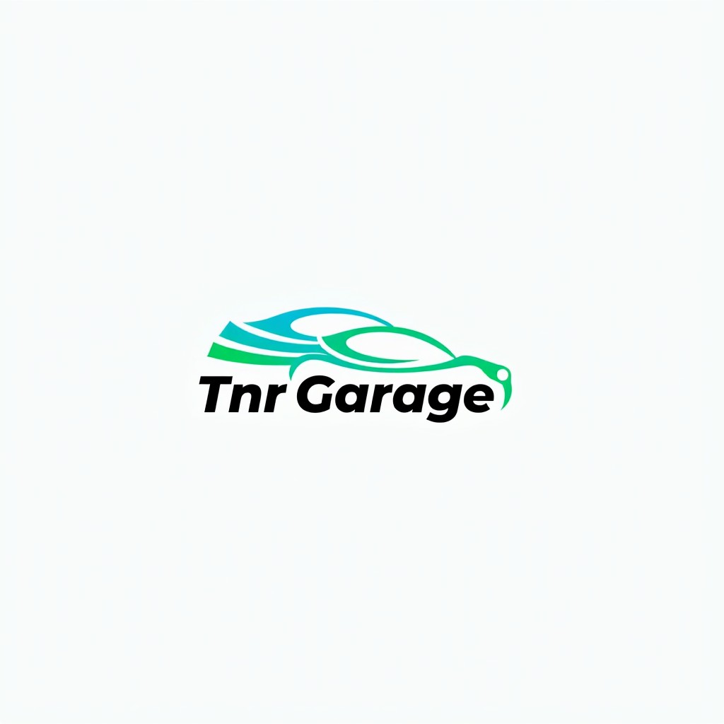 Five minimalist and iconic logo designs for 'Tnr Garage', an automotive garage, reflecting concepts of transparency and trust