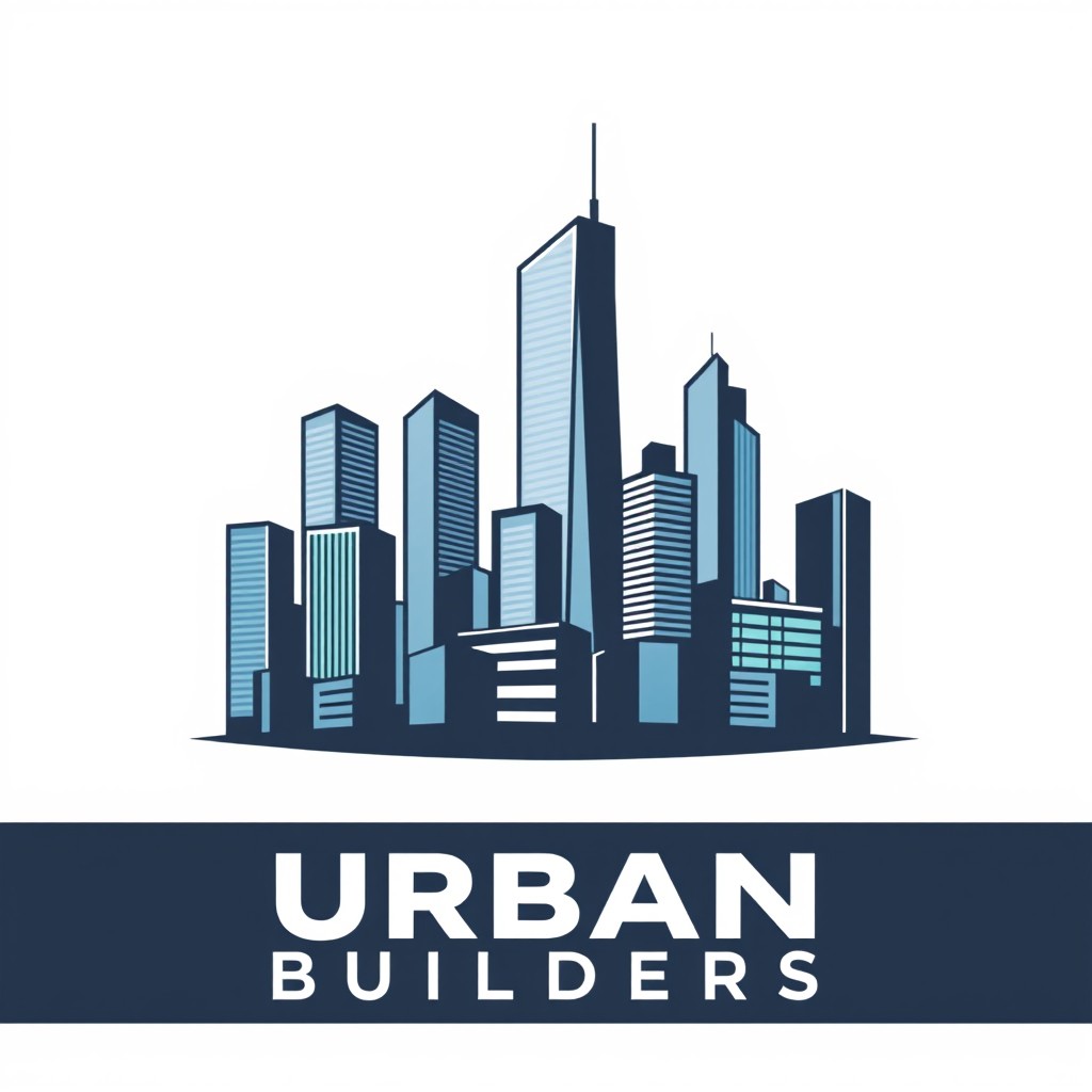 A logo design showcasing a modern city skyline, symbolizing urban development, construction, and Urban Builders' architectural expertise