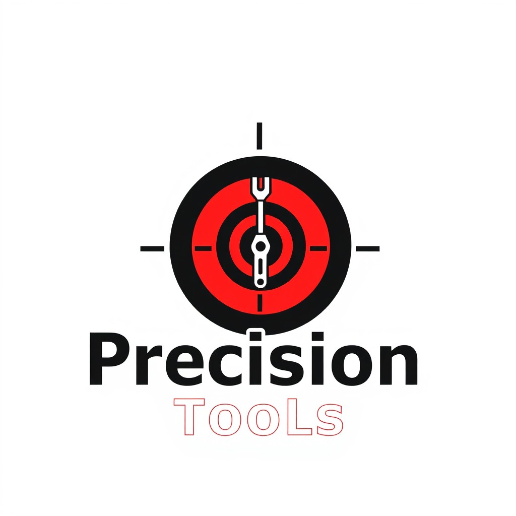 A logo design incorporating a target bullseye, symbolizing accuracy, precision, and reliability in the tools and equipment industry for Precision Tools