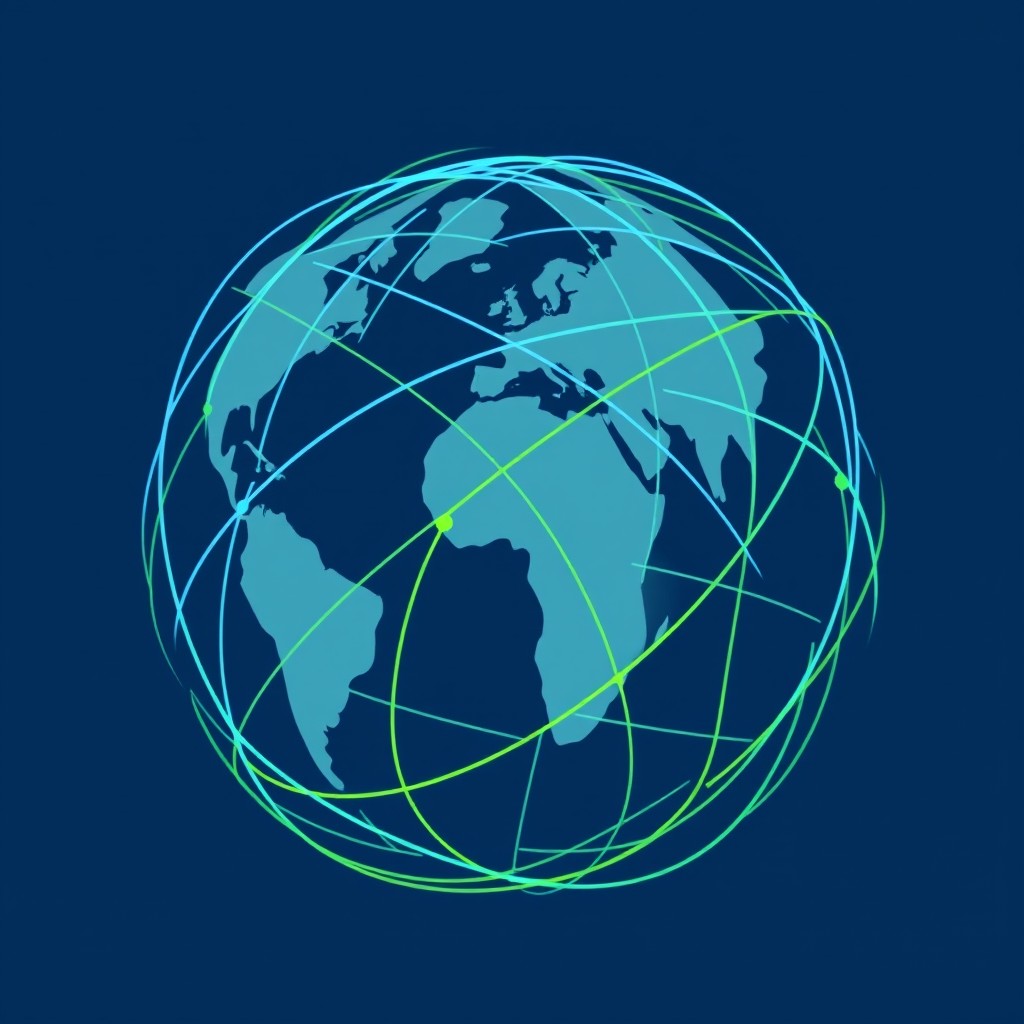 A logo design featuring intertwined lines forming a globe, symbolizing Global Connections' international reach and interconnectedness