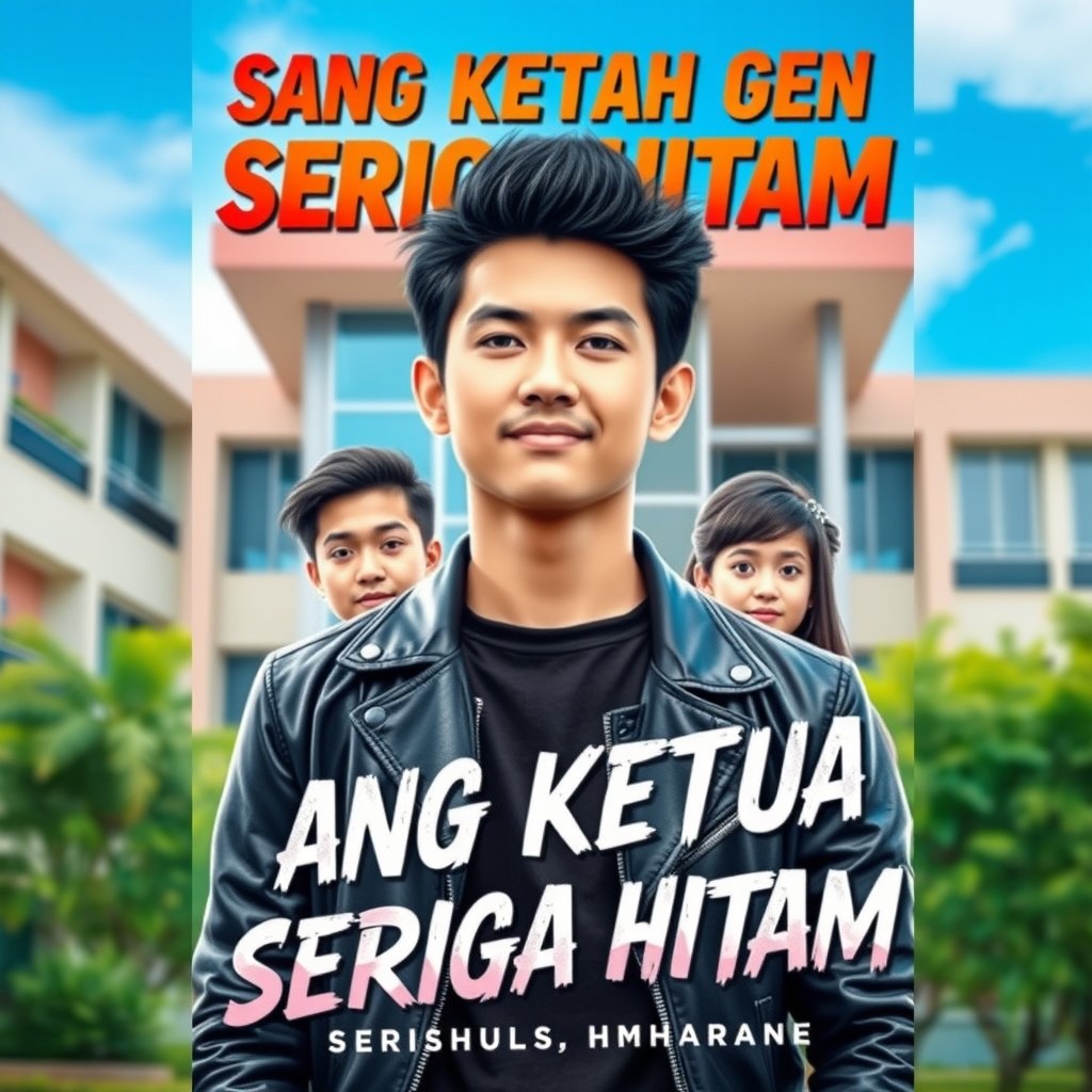 An eye-catching novel cover featuring the dashing leader of the Seriga Hitam gang at SMA Harapan