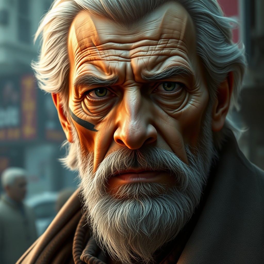 A character inspired by a seasoned man in his sixties, reminiscent of a right-hand man to a powerful figure