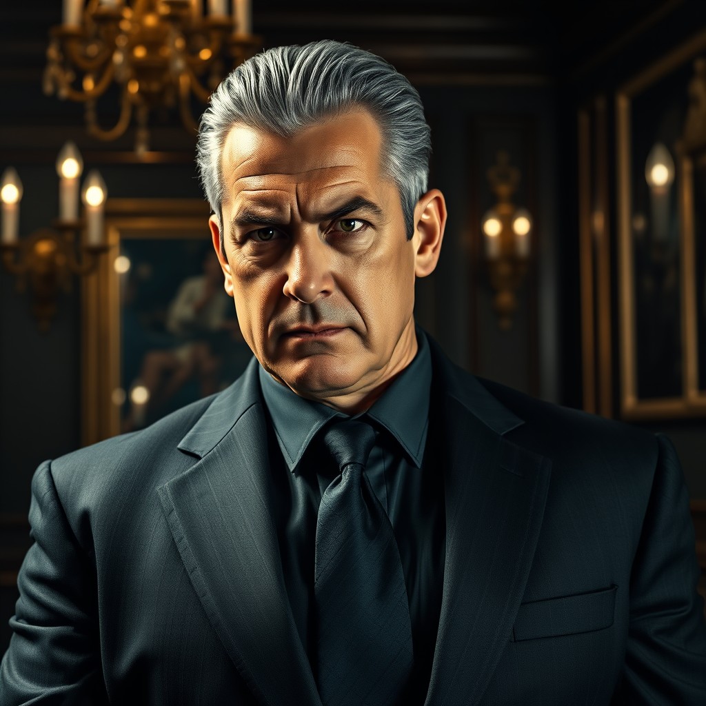 A powerful and intimidating man in his fifties, Victor Salvatore, the arms dealer of the mafia "El Scorpioni