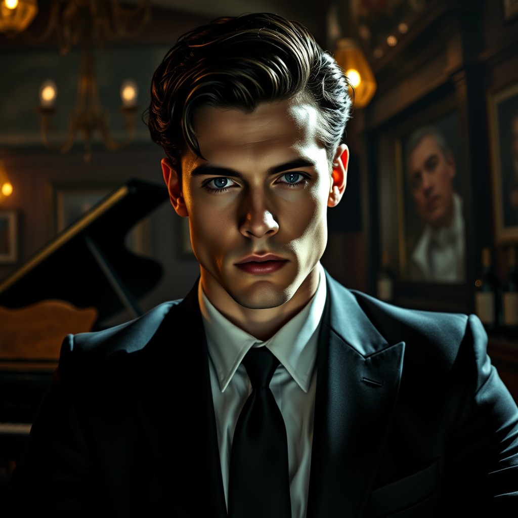 Lorenzo, a handsome young man in his twenties, embodies the essence of a mafia prince from Italy