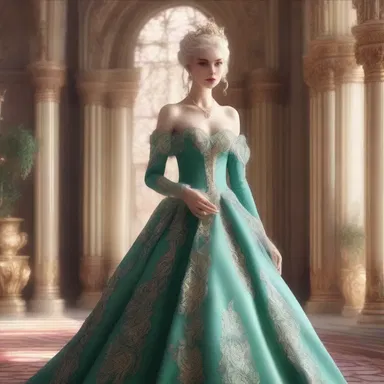 In the realm of fantasy, the aristocratic elf queen held a magnificent ball in her grand castle.