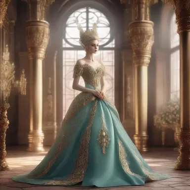 In the realm of fantasy, the aristocratic elf queen held a magnificent ball in her grand castle.