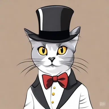 The aristocratic cat character in the cartoons always wears a fancy top hat and behaves with elegance and refinement.