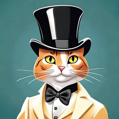 The aristocratic cat character in the cartoons always wears a fancy top hat and behaves with elegance and refinement.
