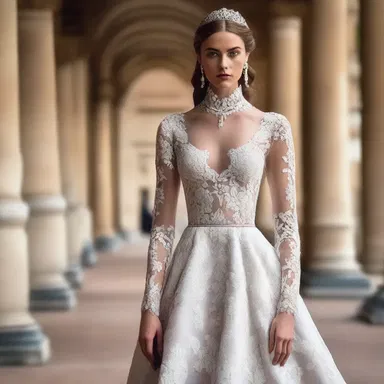 The fashion designer created a stunning aristocratic-inspired gown with intricate lace details and a regal silhouette.