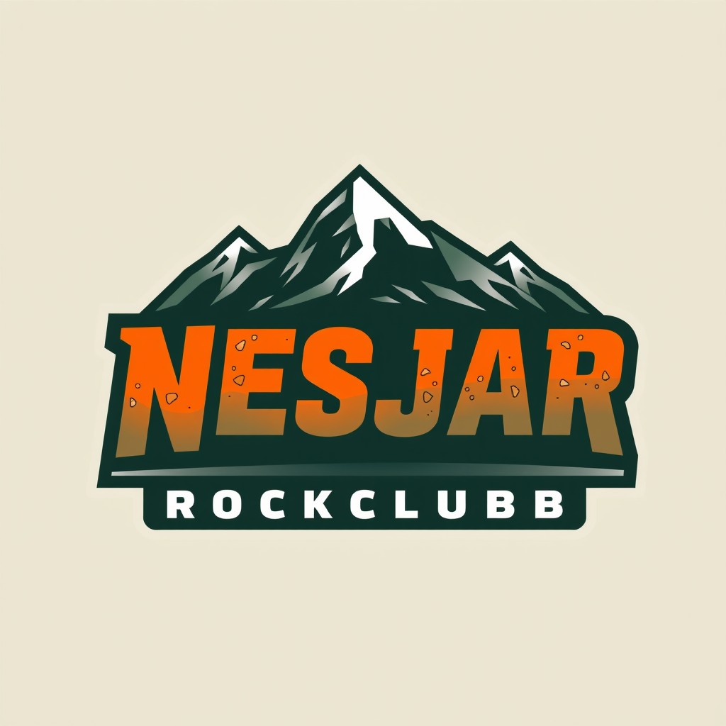 A logo design for 'Nesjar Rockclubb', featuring bold and dynamic typography that emphasizes strength and energy