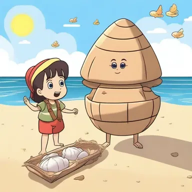 In the animated series, the character collects ark shells on the beach during their summer vacation adventure.