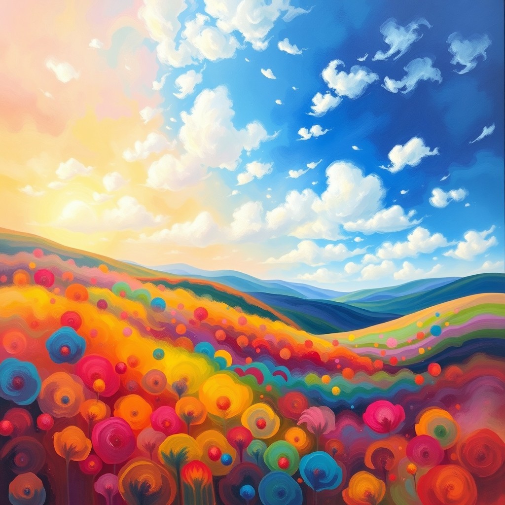 Vibrant Abstract Landscape Painting - A Dreamlike Color Experience