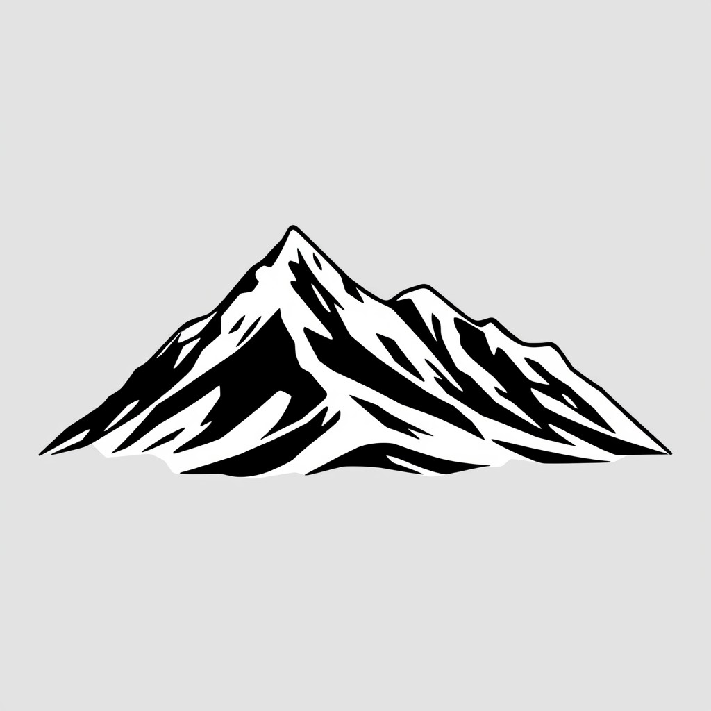 A stylized mountain silhouette designed for a men's t-shirt