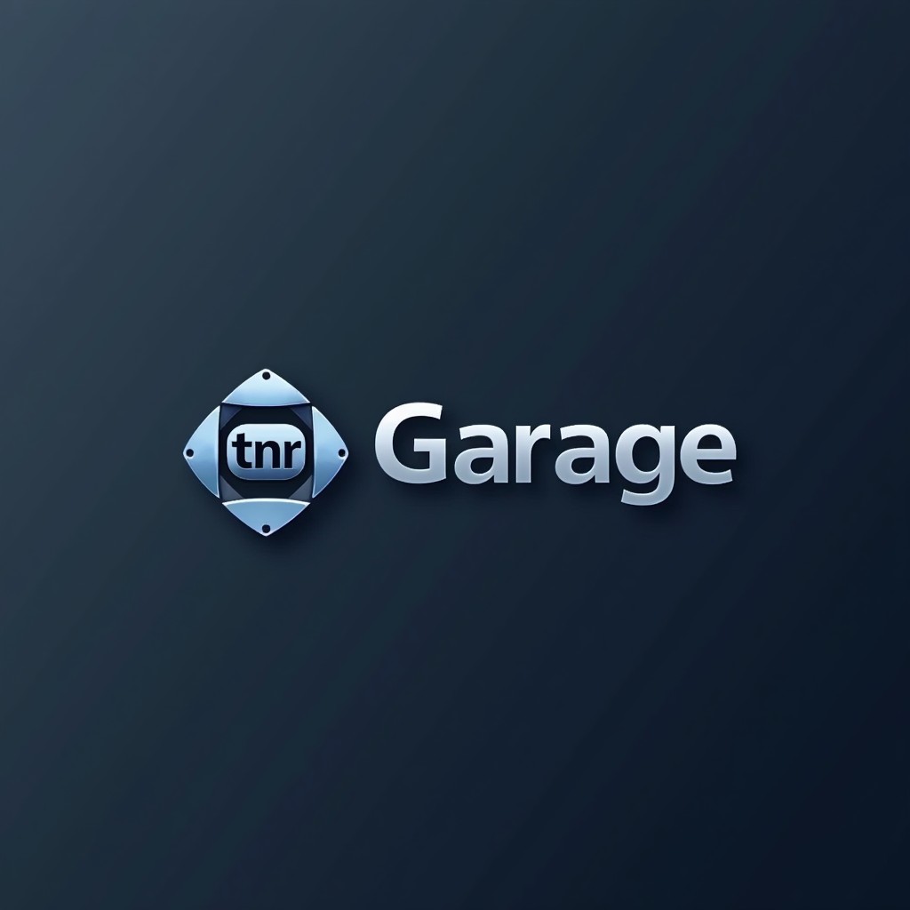Create a logo for 'Tnr Garage' that embodies a minimalist and iconic design with a futuristic feel