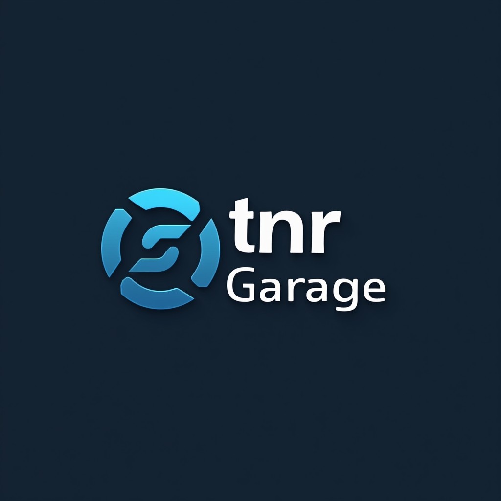 Design five logo concepts for 'Tnr Garage' featuring a minimalist, iconic, and futuristic aesthetic