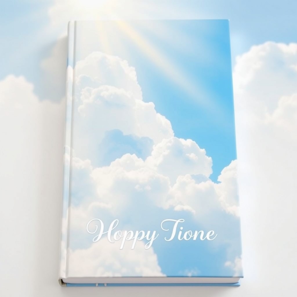 A beautiful book cover featuring fluffy white clouds in a bright blue sky, illuminated by golden sunshine streaming from the top corner