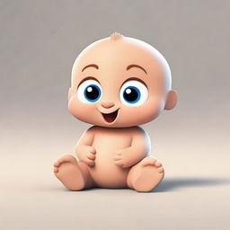 An adorable animated design of baby Archimedes sitting playfully on the floor.