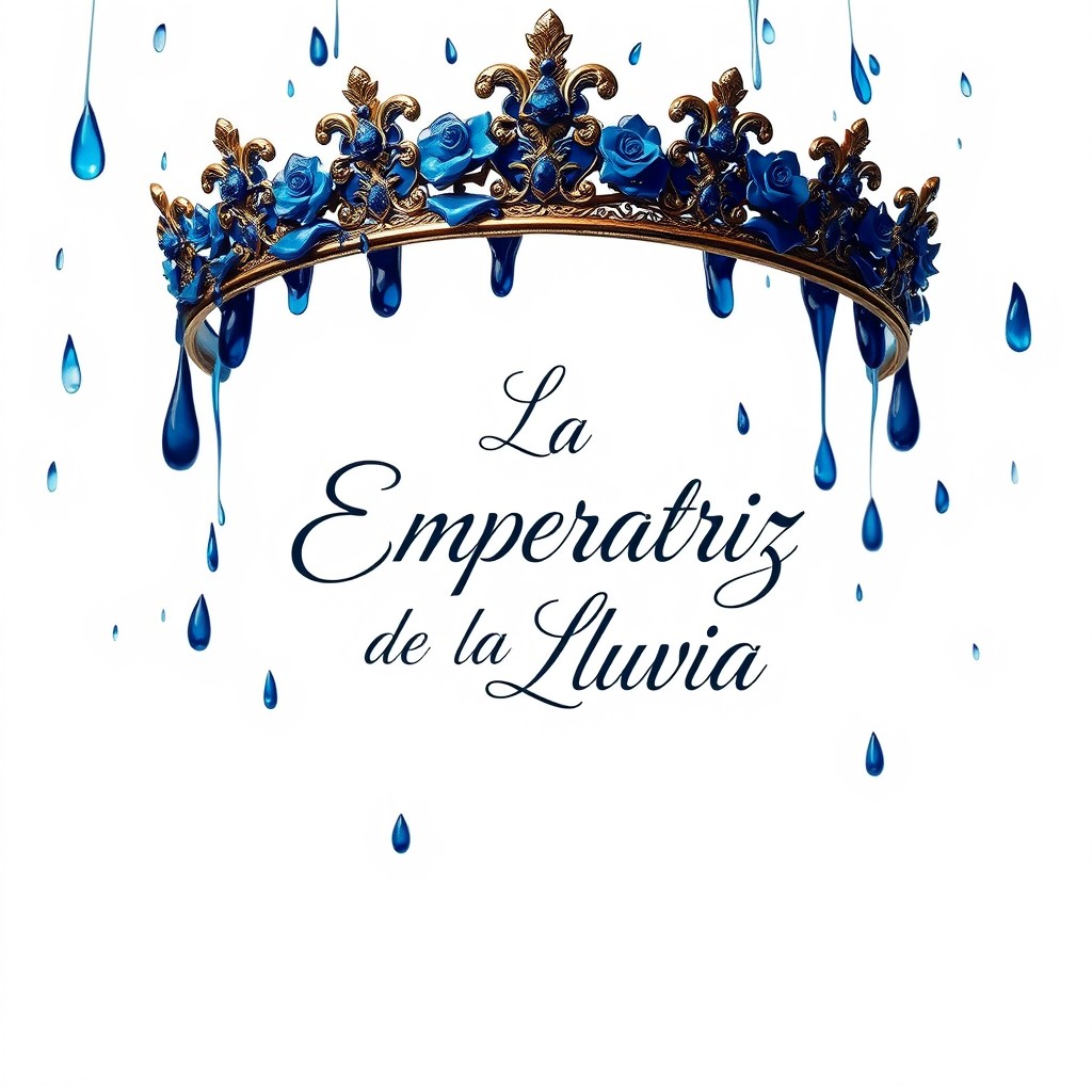 A vivid depiction of a diadem adorned with blue blood, set against a bright white background