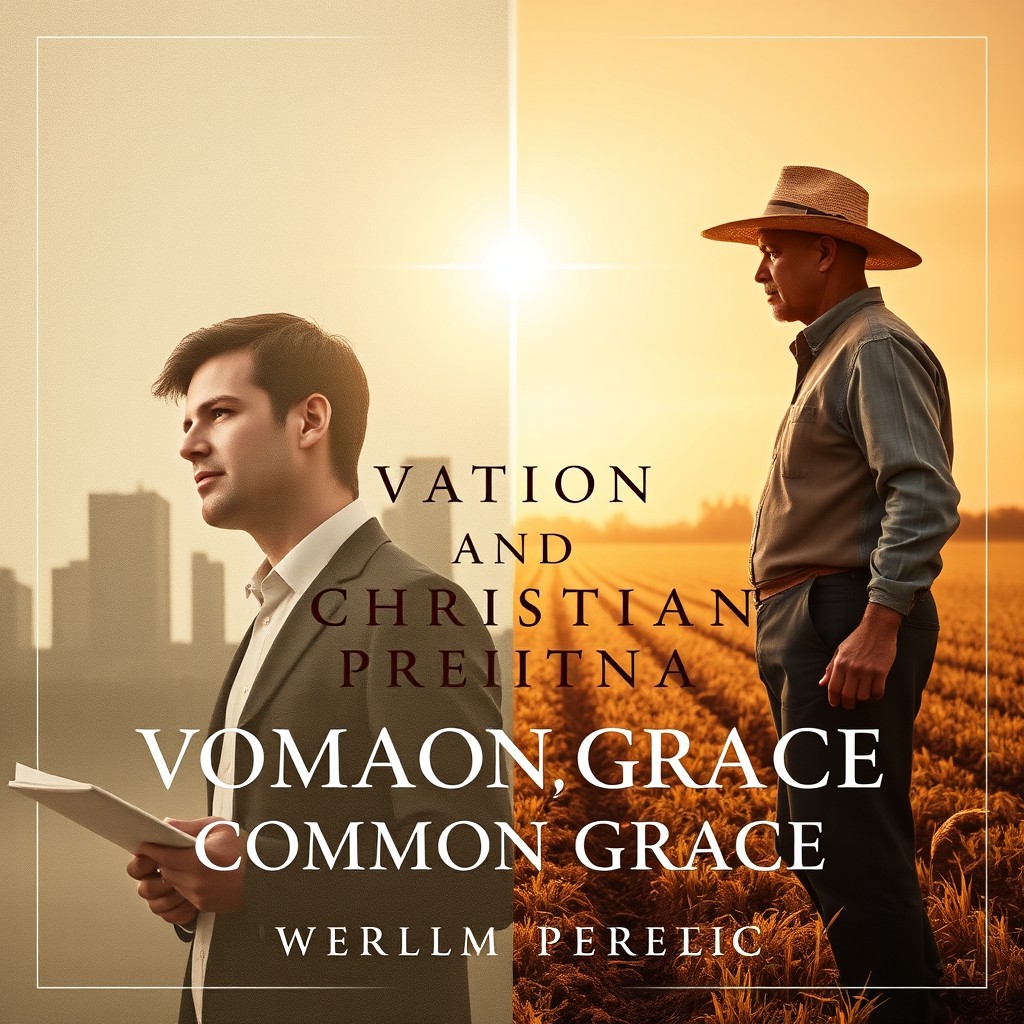 A book cover for a Christian theological title "Vocation and Common Grace: Work from a Christian Perspective"
