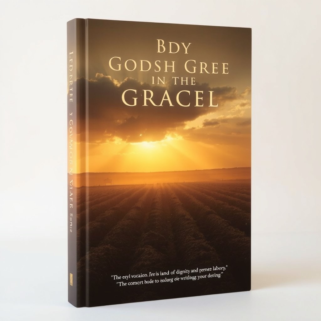A book cover featuring a single symbolic scene of a plowed field at dawn, with golden rays of sunlight piercing through clouds and gently illuminating the soil, representing God's common grace in human labor