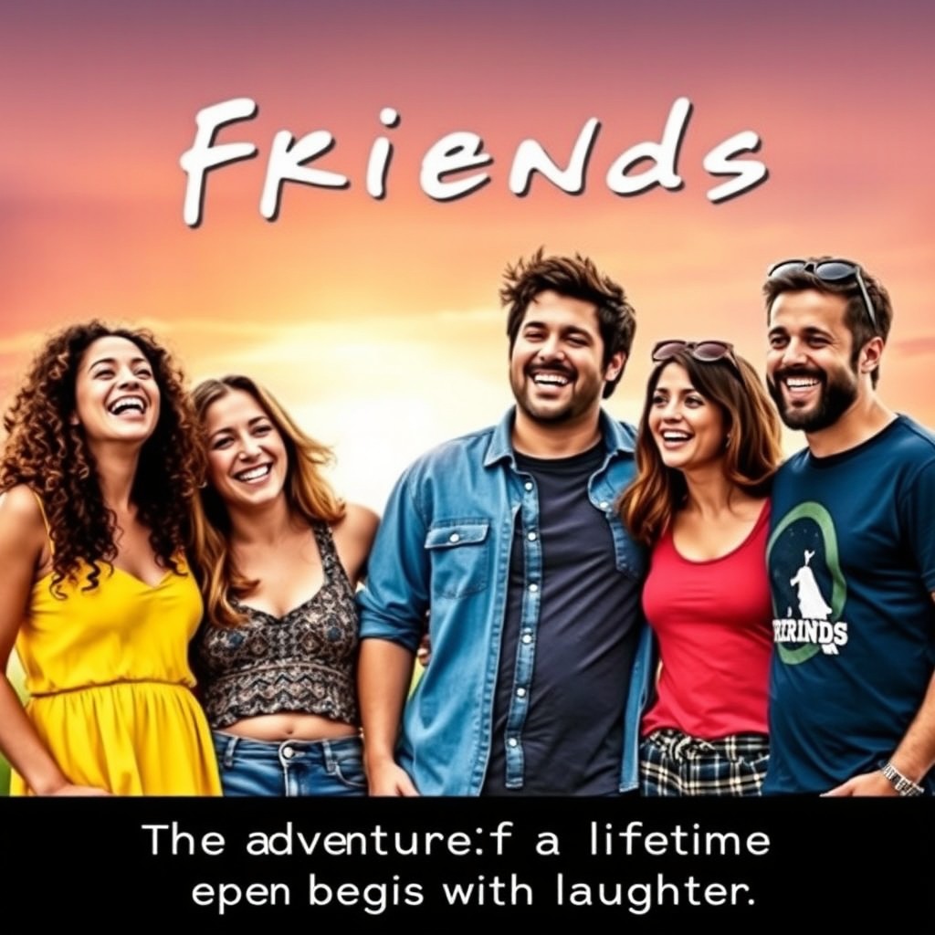 A captivating movie poster for a film titled 'Friends'