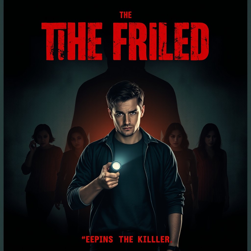 A dramatic movie poster depicting a thrilling story about a group of friends in a suspenseful setting
