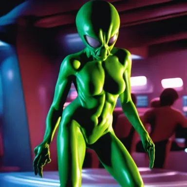 In the science fiction movie, the alien performed a striptease to confuse the human characters.