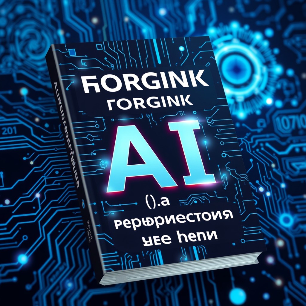 A captivating book cover design themed around artificial intelligence, featuring futuristic elements and a sleek, modern aesthetic
