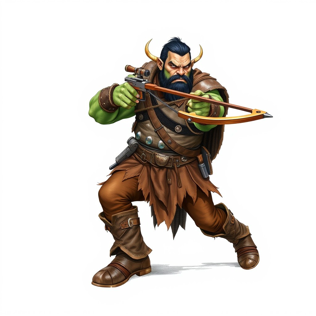 A color drawing of a male orc on a pristine white background