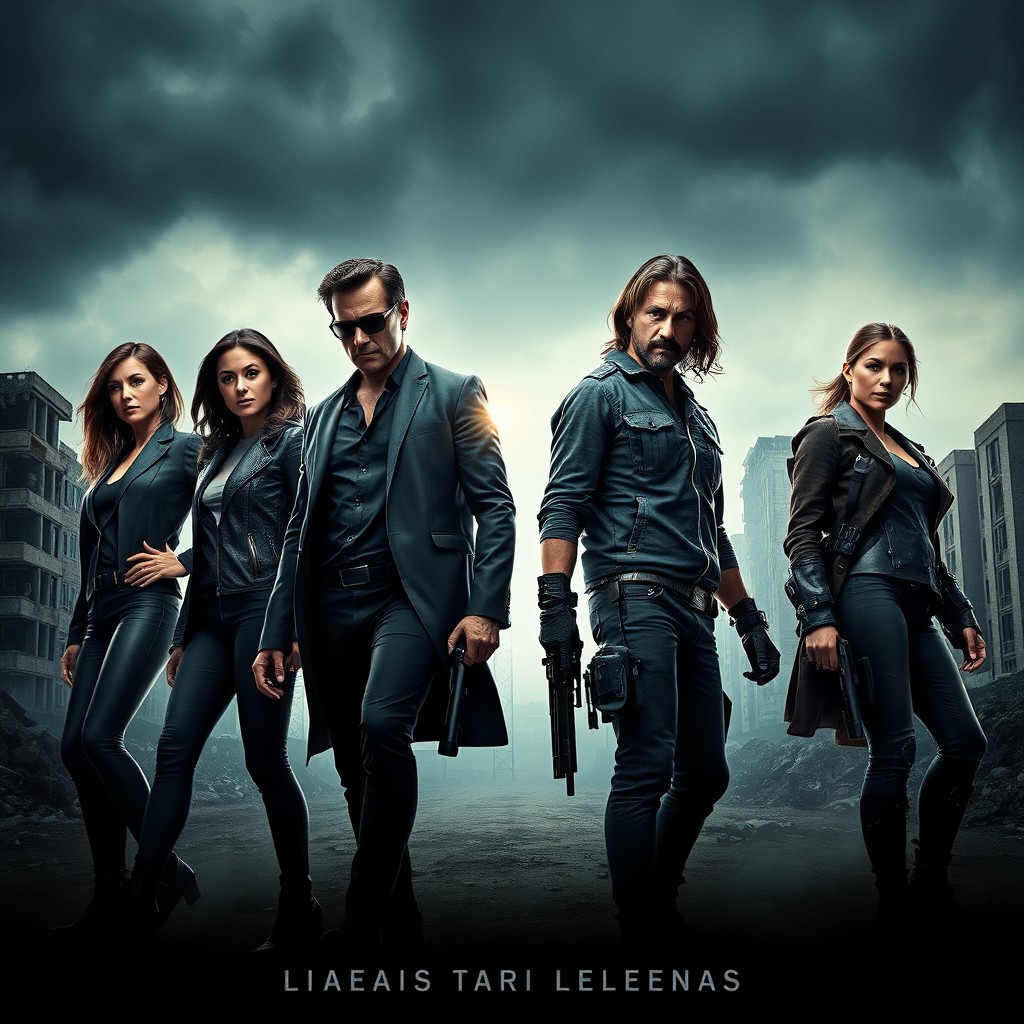 A dramatic movie poster featuring four individuals divided into two opposing groups of two