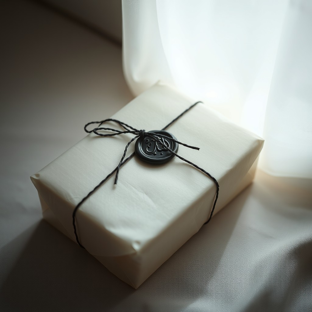 A poetic gift wrapping made with translucent vellum paper, beautifully tied with thin black twine