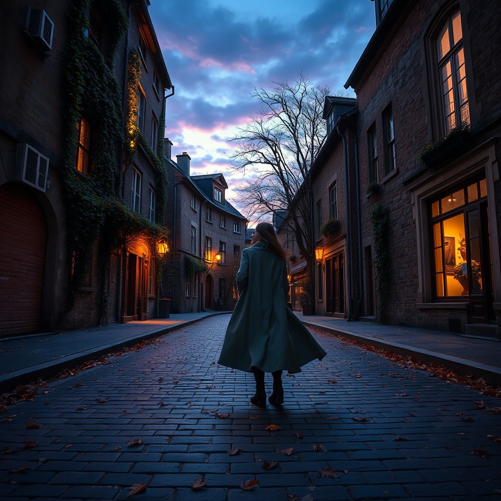 A reflective street scene that captures the themes of solitude and poetry