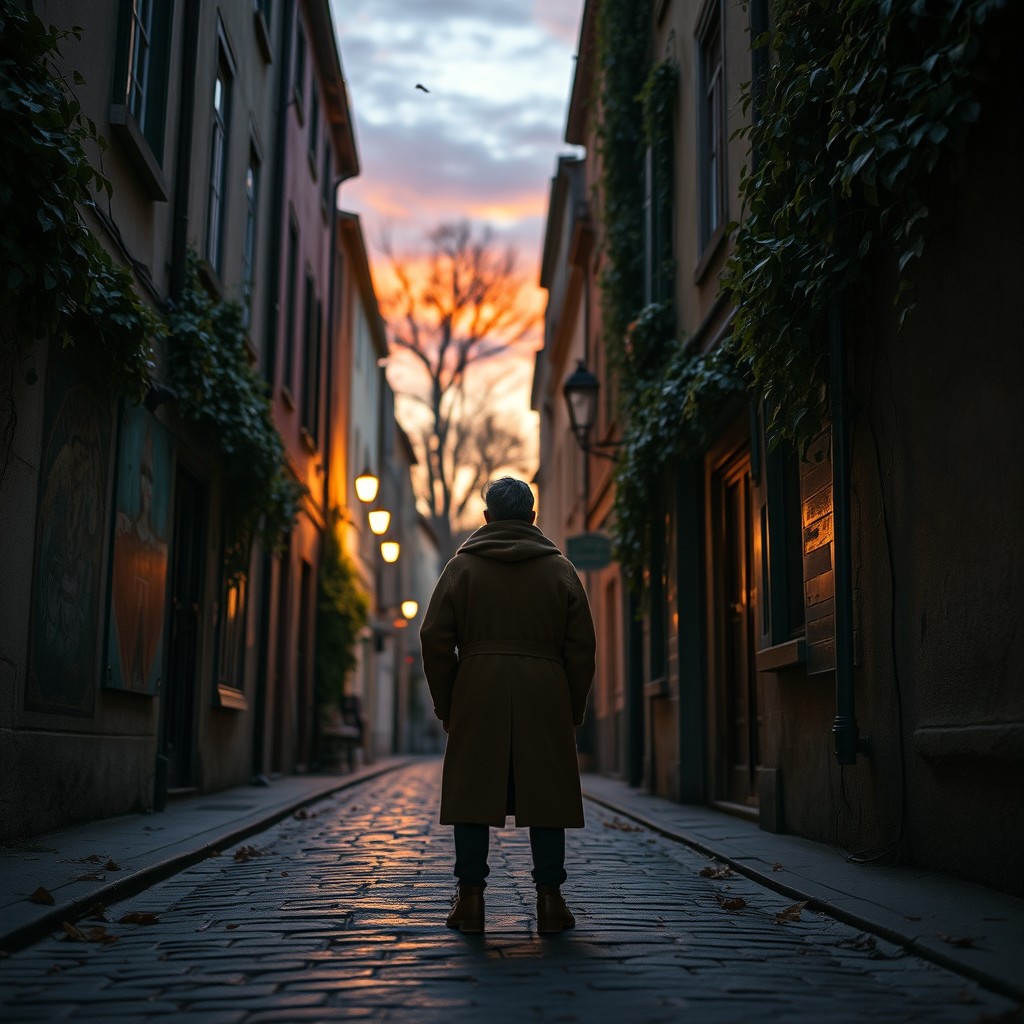 An evocative street scene symbolizing solitude and poetry