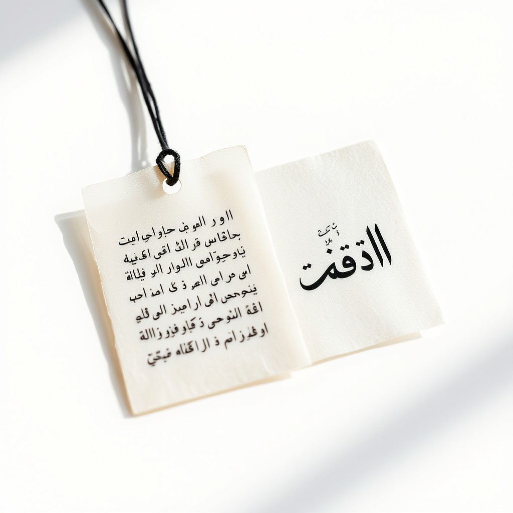 A small, rectangular paper tag made from translucent vellum