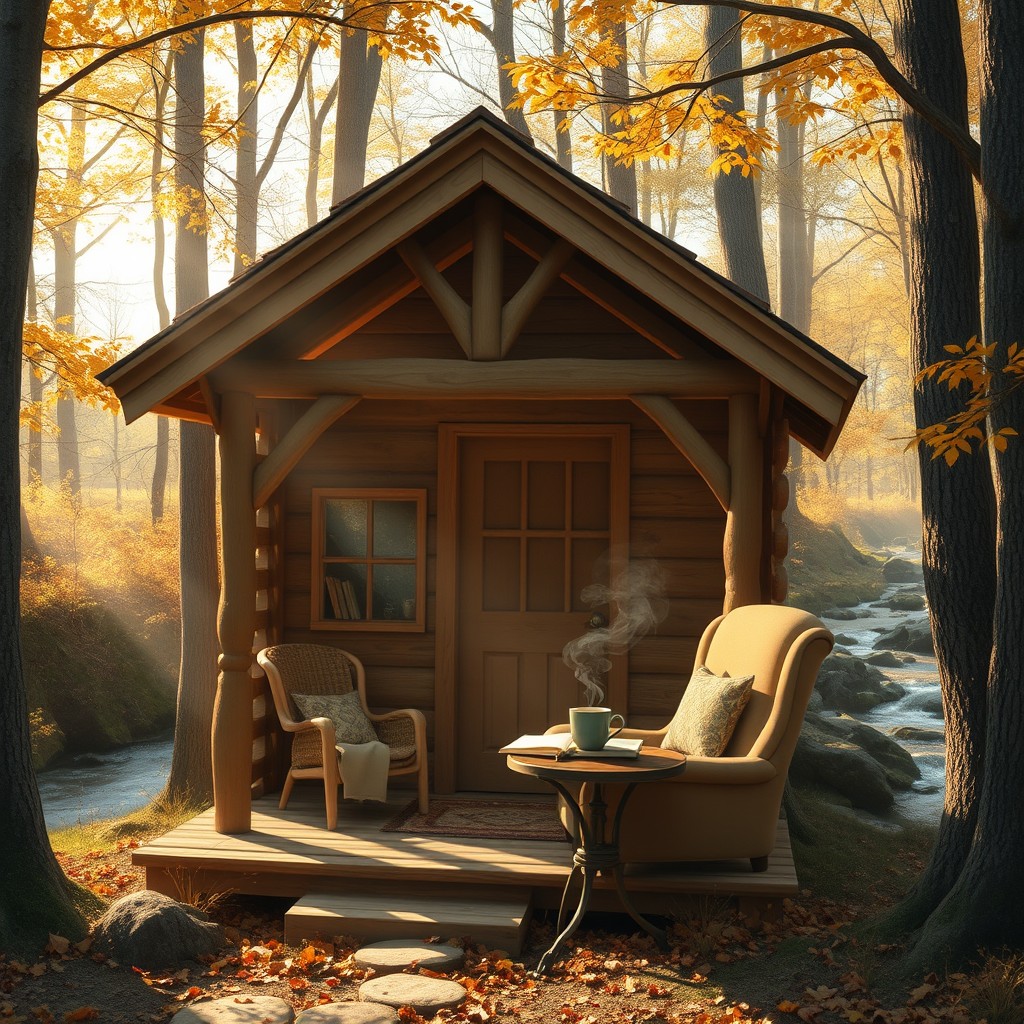 An enchanting scene designed to embrace and shelter poetry, depicted in a cozy, inviting setting