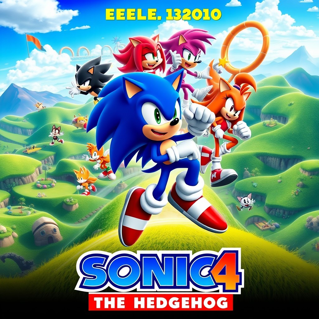 A vibrant and action-packed movie poster for 'Sonic 4: The Hedgehog,' set to release in 2026