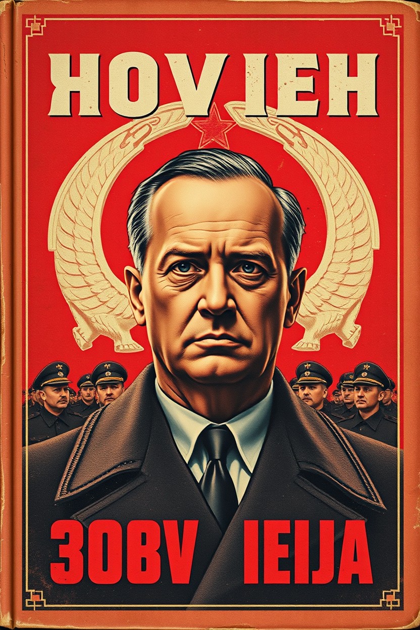A Soviet-style book cover featuring an antique red background