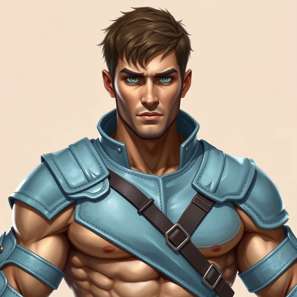 A handsome, strong, and athletic human male character from a Dungeons & Dragons setting, aged 30