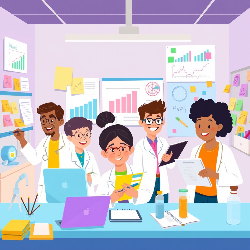 A cartoon-style illustration depicting the collection of research data
